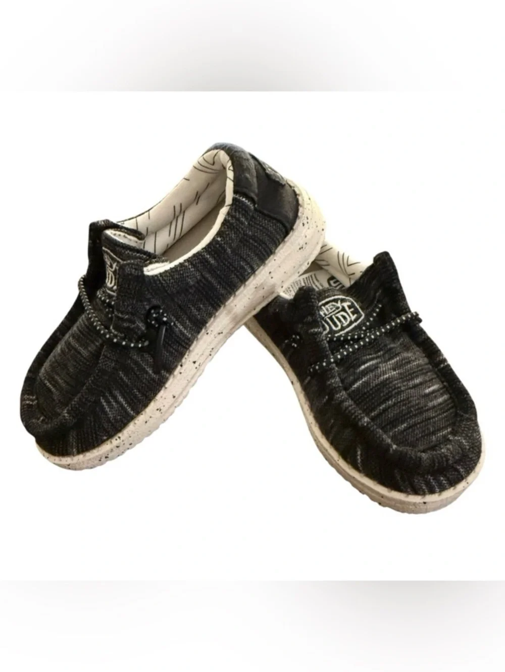 Hey Dude Kids Black and Gray Wally Toddler Stretch Shoes
